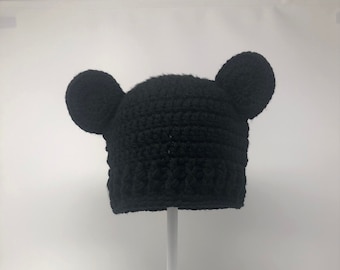Black Bear - Adult Beanie with Ears