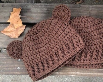 Brown Bear - Adult Beanie with Ears