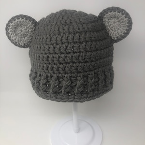Grey Bear - Adult Beanie with Ears