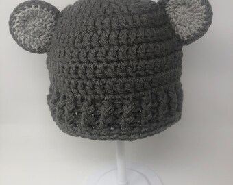 Grey Bear - Adult Beanie with Ears