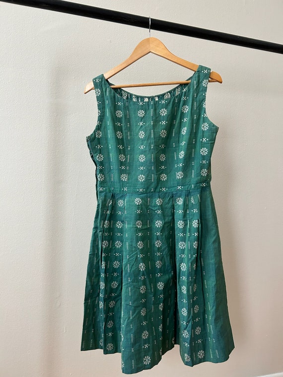 50s Green Patterned Dress - image 7