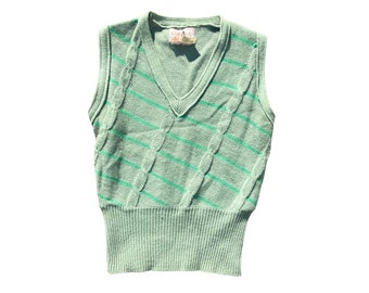 70s Green Knit Sweater Vest