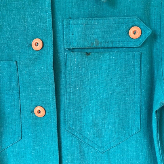 70s Aqua Button Up - image 5