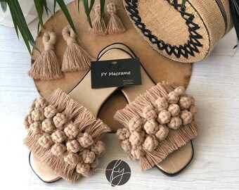 Neue Saison Boho Stil Makramee Gestrickte Hausschuhe Makramee Strand Hausschuhe Handgemachte Boho Hausschuhe Sommer Sandalen Strand Hochzeit Sandalen