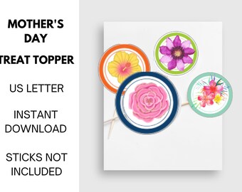 Mother's Day Treat Topper | Digital Download |Cupcake Topper Bundle | Treat Topper |Happy Mother's Day| Tropical Flowers