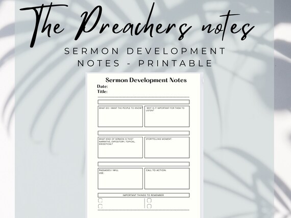 The Preachers Notes Sermon Development Notes Printable - Etsy