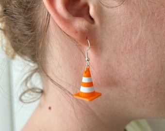 Traffic Cone Earrings - Gag Gift - Fun Earrings - Quirky Earrings - Safety Cone Earrings - Construction Earrings