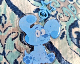 Blue Pawprint Dog Keychain