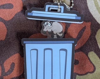 Raccoon Trashcan Keychain