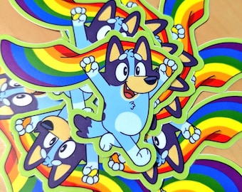 Blue Cartoon Puppy Pride Sticker