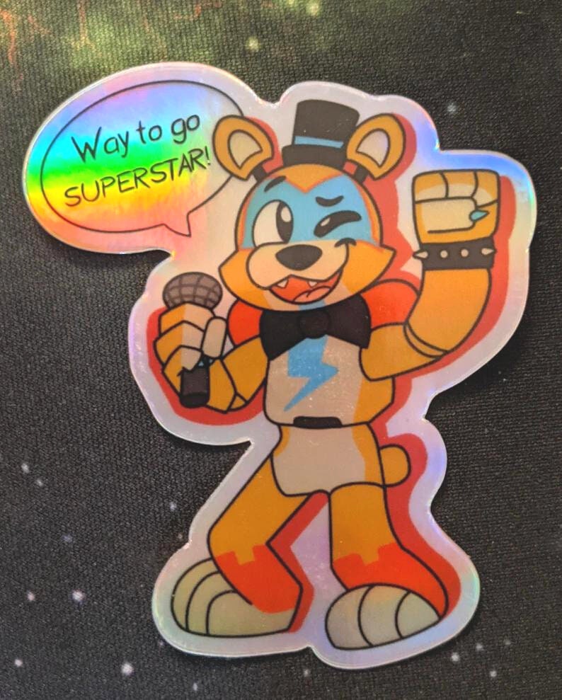 FNAF Glamrock Freddy Holographic Sticker UK