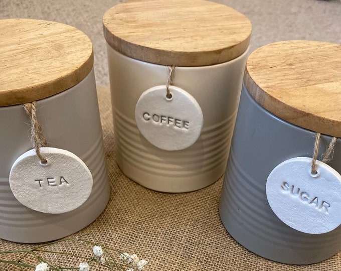Featured listing image: Tea and Coffee Tags | Clay Tags | Jar Labels | Kitchen Labels | + additional personalised tags, Home Decor