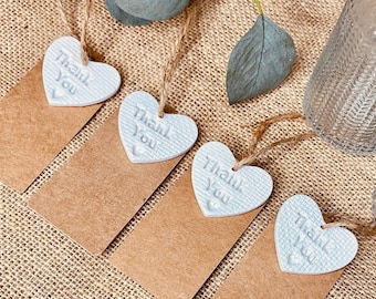 Set of 4-Thank You Gift Tag / Heart Wedding Favour / Thank You Gifts / Clay Keepsake / Clay Gift Tag / Thank You Teacher / Thank You Friend