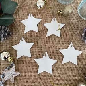 Set of 5 Plain White Star Clay Decoration | Christmas Decoration | Christmas Tree Star Decoration