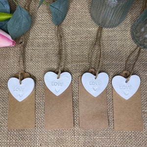 Set of 4-LOVE Gift Tag / Heart Wedding Favour / Thank You Gifts / Clay Keepsake / Clay Gift Tag / image 1