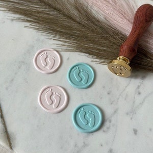 Baby Füße selbstklebend Wachs Siegel, Wachs Stempel, Wachs Siegel Stempel, Baby Shower Stempel, Baby Shower Einladung, Siegellack, Umschlag Siegel