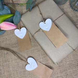 Set of 4-LOVE Gift Tag / Heart Wedding Favour / Thank You Gifts / Clay Keepsake / Clay Gift Tag / image 3
