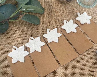 Set of 5 Snowflake Gift Tags / Star Wedding Favour / Christmas Gifts / Clay Keepsake / Clay Gift Tag  / Embossed Snowflake Gift Tag