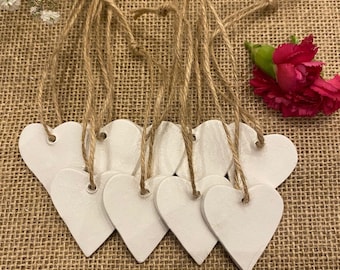 Ensemble de 10 décorations de cœur unies | Étiquettes cadeaux | Faveurs de mariage | Décor de table de mariage