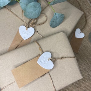 Set of 4-LOVE Gift Tag / Heart Wedding Favour / Thank You Gifts / Clay Keepsake / Clay Gift Tag / image 4