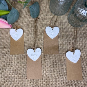 Set of 4-LOVE Gift Tag / Heart Wedding Favour / Thank You Gifts / Clay Keepsake / Clay Gift Tag / image 2