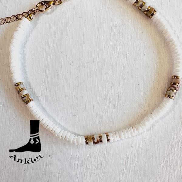 Shell and Natural Stone Anklet