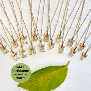 Kid&#39;s Unicorn Initial Necklace, Initial Charm Necklace