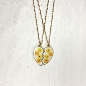 Geëmailleerde ketting met gespleten hart, beste vriend-sieraden Yellow