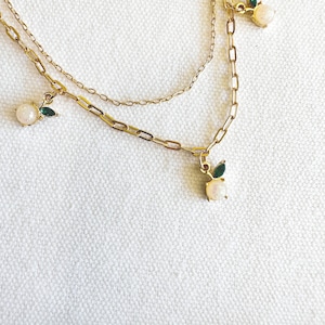 Dainty Double layered Created Opal Necklace