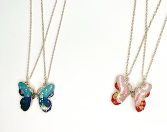 Magnetische vlinder emaille vrienden ketting set
