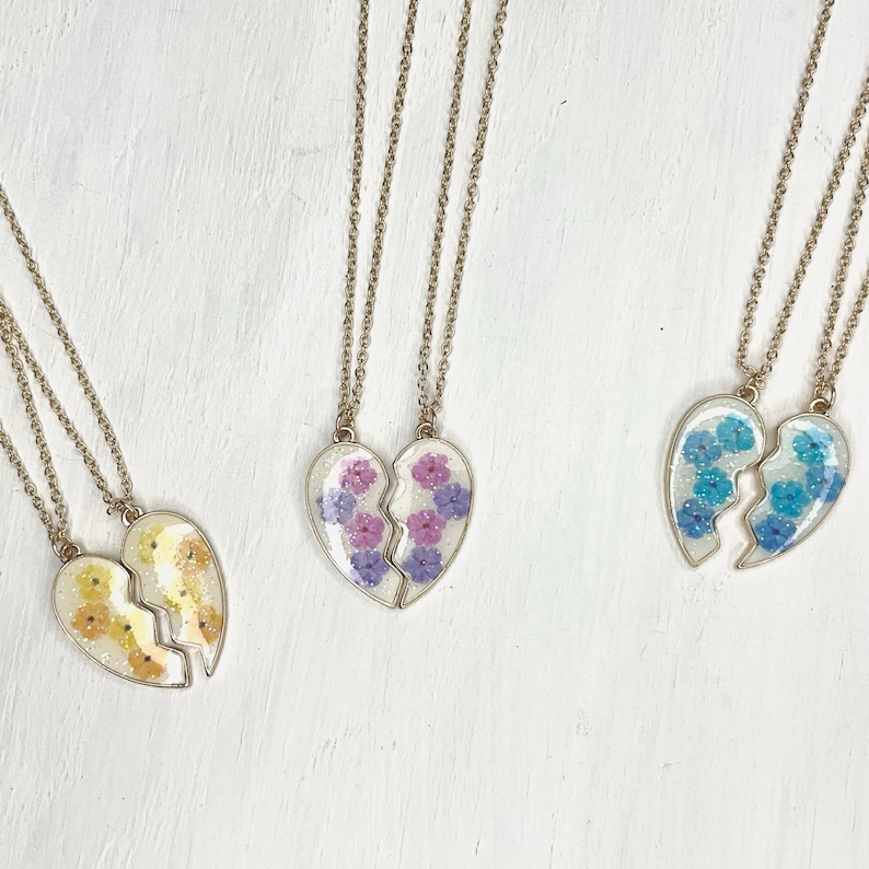 Geëmailleerde ketting met gespleten hart, beste vriend-sieraden afbeelding 1
