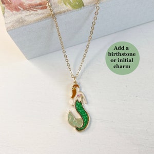 Mermaid Enamel Charm necklace, 14&quot; kid&#39;s necklace