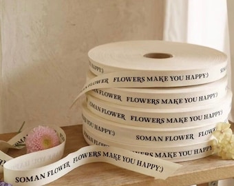 Fita de algodão com impressão personalizada de 100 jardas: acessório personalizado de alta qualidade para casamentos, festas e artesanato DIY