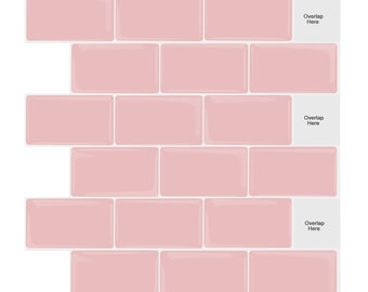 10 PCS Pink Metro Subway Tile Stickers, 3D Crystal Peel & Stick Tiles: Glossy, Waterproof, DIY Wall Decor for Bathroom, Kitchen, and More