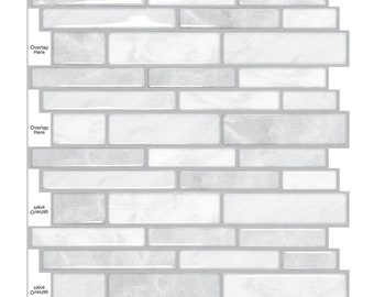 10 PCS Minimalist Modern Gray Tone Metro Subway Tile Stickers, 3D Crystal Peel & Stick Tiles: Glossy, Waterproof, DIY Wall Decor for Indoor