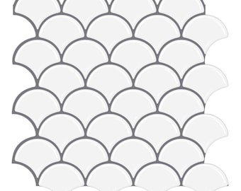 10 PCS Minimalista Blanco con Espacios Grises Pegatinas de Azulejos de Mosaico, Azulejos 3D Crystal Peel & Stick: Brillante, Impermeable, Decoración de Pared DIY para Interiores