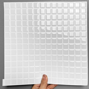 10 PCS Minimalist White Mosaic Tile Stickers, 3D Crystal Peel & Stick Tiles: Glossy, Waterproof, DIY Wall Decor for Indoor zdjęcie 3