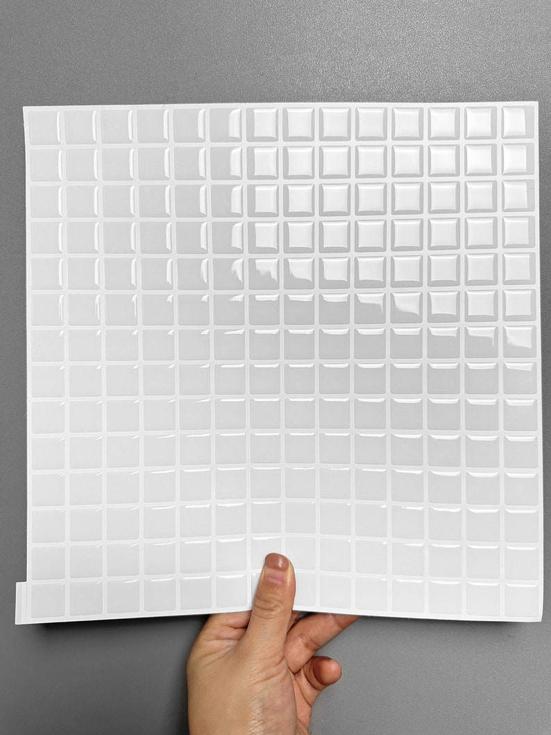 10 PCS Minimalist White Mosaic Tile Stickers, 3D Crystal Peel & Stick Tiles: Glossy, Waterproof, DIY Wall Decor for Indoor zdjęcie 3