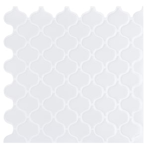 10 PCS Minimalist White Drop Shape Mosaic Tile Stickers, 3D Crystal Peel & Stick Tiles: Glossy, Waterproof, DIY Wall Decor for Indoor