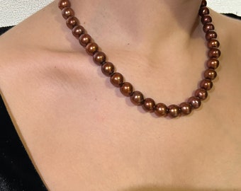 Chocolate Color, Real Pearl, Necklace, Joy Series, pearl chokers, cultured pearl