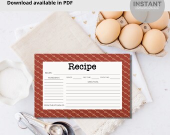 Printable Recipe Card I Recipe Template PDF I Recipe PDF I | Etsy