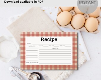 Printable Recipe Card I Recipe Template PDF I Recipe PDF I | Etsy