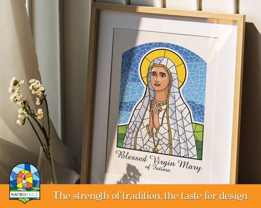 Our Lady of Fatima Print, Fatima Wall Art, Blessed Mary Print Catholic