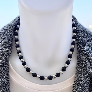 Lava Necklace for men, Lava Stone Necklace for men, Hematite Necklace mens, Therapy Necklace, Lava Necklace men, Lava Beaded Necklace, Small