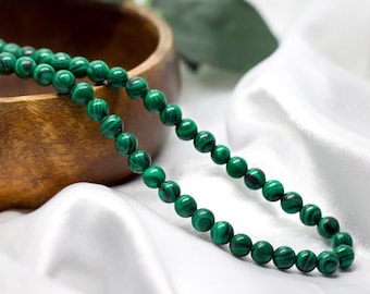 Genuine Malachite Necklace Tiny Malachite Jewelry Gemstone Malachite for Women Handmade Beaded Necklace Men Dainty Green Choker 6mm