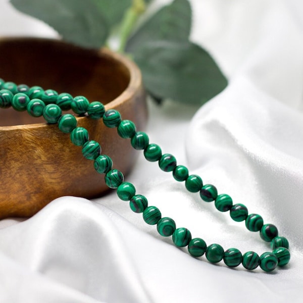 Genuine Malachite Necklace Tiny Malachite Jewelry Gemstone Malachite for Women Handmade Beaded Necklace Men Dainty Green Choker 6mm