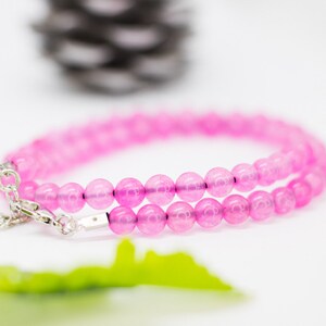 6mm Elegant Rose Quartz Choker Necklace Natural Pink Necklace Pink Stone Jewelry Crystal Choker Women Genuine Pink Quartz Necklace Gift