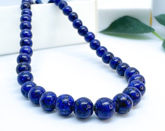 Natural Blue Lapis Lazuli Necklace Choker Genuine Blue Crystal Stone Lapis Pendant Beaded Jewelry for Men Bead Prayer Necklaces 6mm-8mm