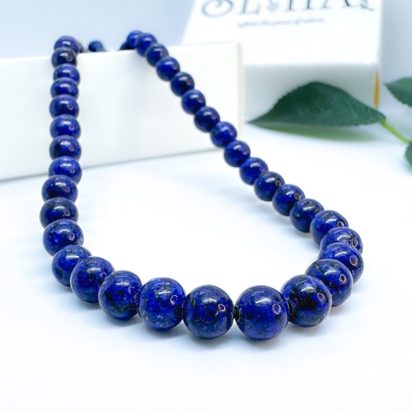 Natural Blue Lapis Lazuli Necklace Choker Genuine Blue Crystal Stone Lapis Pendant Beaded Jewelry for Men Bead Prayer Necklaces 6mm-8mm