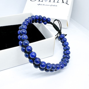 Dainty Lapis Bracelet Handmade Lapis Lazuli Crystal Jewelry Blue Beaded Bracelet Lapis Lazuli Bracelet for Inner Wisdom Blue Christmas Gift